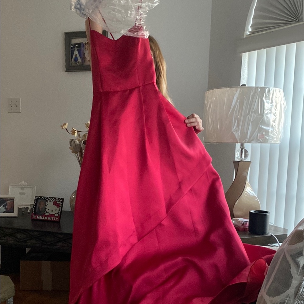 Elegant Red Strapless Gown
